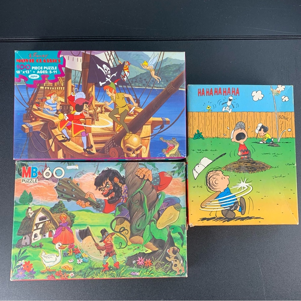 Three Vintage Cartoon Puzzle Set.
